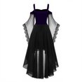 thumbnail image 5 of Xijirk Womens Gothic Renaissance Costume Off Shoulder Lace Up Flare Mesh Sleeve High Low Tulle Dress for Halloween Cosplay Party Role Play,Purple,XXL, 5 of 5