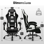 CELTOSS White Office Gaming Chair with Footrest & Lumbar Support, Ergonomic Adjustable Computer Chair with Swivel Seat & Headrest