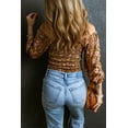 thumbnail image 3 of Women's Green Floral Print Shirred 3/4 Sleeve Off Shoulder Blouse, 3 of 5