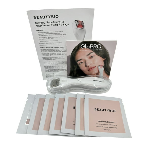 Beautybio GloPro Outil de Régénération Blanc avec 5 Effaceurs de Résidus et 1 Tampon de Préparation pour la Peau