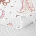 thumbnail image 5 of Manfei Western Cowgirl Skull Bed Spread Queen 3pcs,Cartoon Boots Cactus Queen Coverlet Set,White Pink,1 Quilt and 2 Pillowcases, 5 of 7