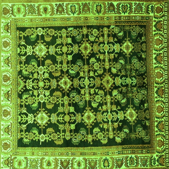 Ahgly Company Indoor Square Persian Green Traditional Area Rugs, 5' Square
