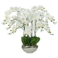 thumbnail image 2 of Vanity Art Plastic Phalaenopsis Orchids Floral Arrangement in Pot Home Decor | 14 Stems Real Touch White Artificial Flowers for Decoration with Green Leaf in Silver Ceramic Pot, MLTAO-1082YS, 2 of 6