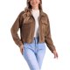thumbnail image 4 of Chaqueta corta de forro polar INSPIRE CHIC para mujeres con cuello alto de felpa, manga larga, abrigo casual recortado marrón M, 4 of 6