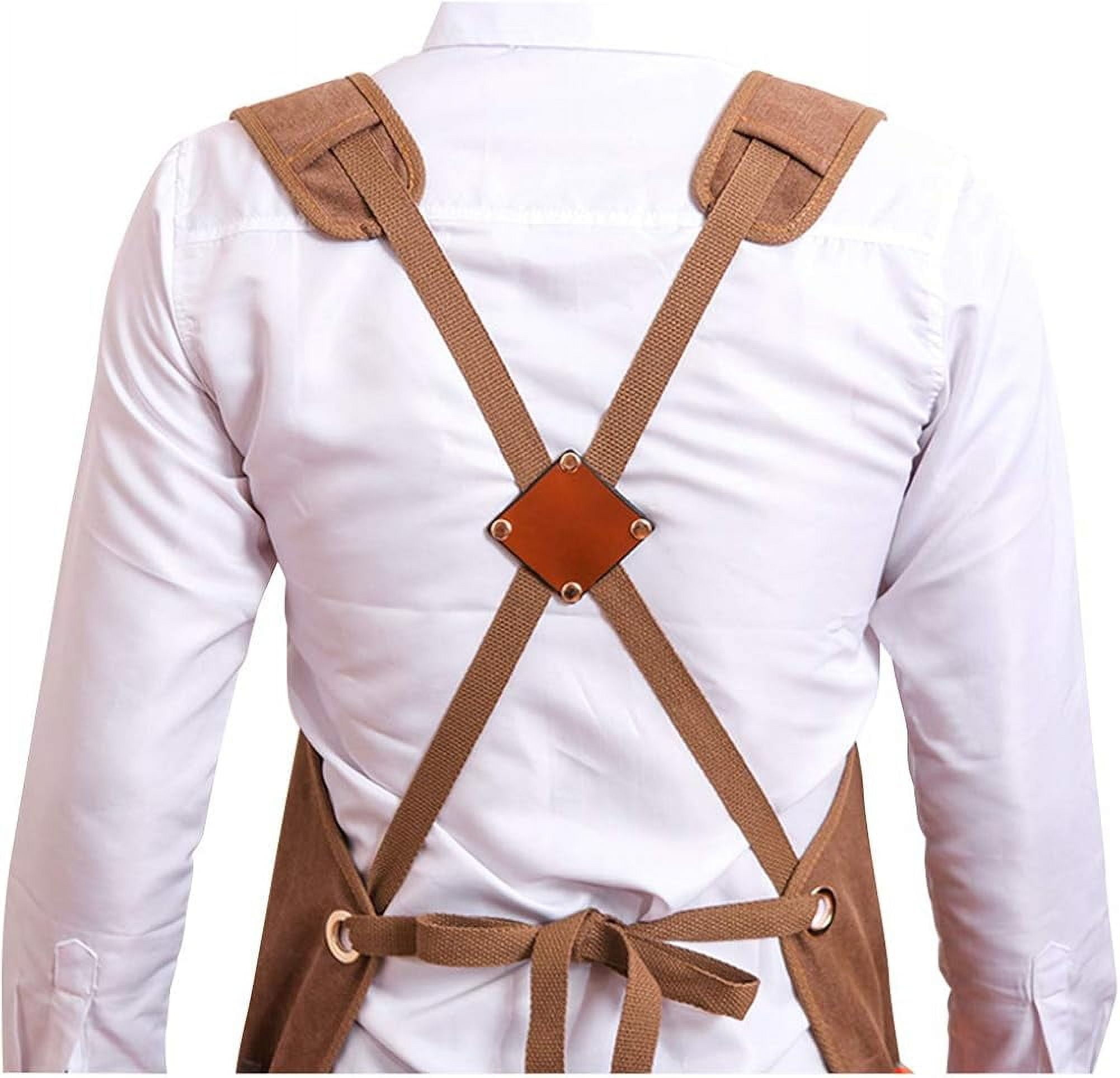 Apron for Woodworking & Metalworking, Reinforced with Big Gunmetal Grommets & Rivets, Fully Adjustable & Water & Wax Resistant, 6 Tool Pockets & Loops for Men & Women