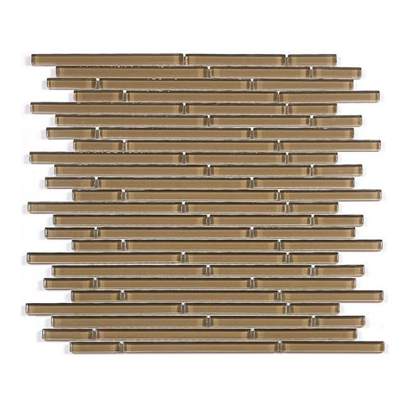 Abolos UNBHDCLNR-BZ   Era Brown 12 in. x 12 in. Interlocking Glossy Glass Mosaic Wall Tile