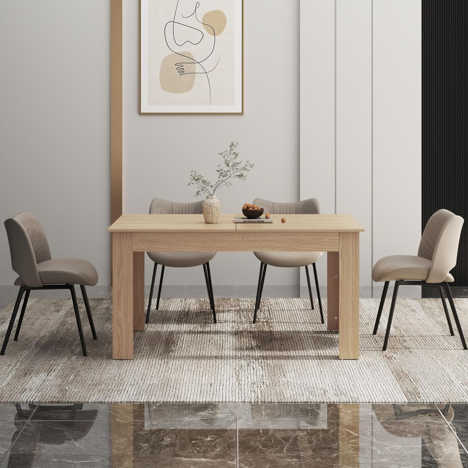 ChVans Large Mobile Extendable Dining Table for 6-10, Modern Wood Kitchen Table Rectangular Table for Dining Room, Living Room ChVans Large Mobile Extendable Dining Table for 6-10, Modern Wood Kitchen Table Rectangular Table for Dining Room, Living Room