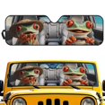 thumbnail image 2 of Uorisanigo Car Windshield Sun Shade Compatible with Rubicon Sahara TJ JK JKU 2 & 4 Door Accessories, Foldable Funny Hippie Frog Print Window Sunshade Front Window Shield Block UV Rays and Heat, 2 of 7