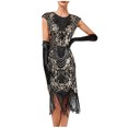 thumbnail image 2 of Elainilye Fashion 1920 Vintage Sequin Dress Studded Tassel Dress High-end Banquet Evening Dress Sleeveless V-neck Dress Prom Dress,Black, 2 of 6