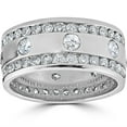 thumbnail image 2 of Pompeii 3 1/3ct Diamond Eternity 10mm Comfort Fit Wedding Mens Ring 14K White Gold, 2 of 5