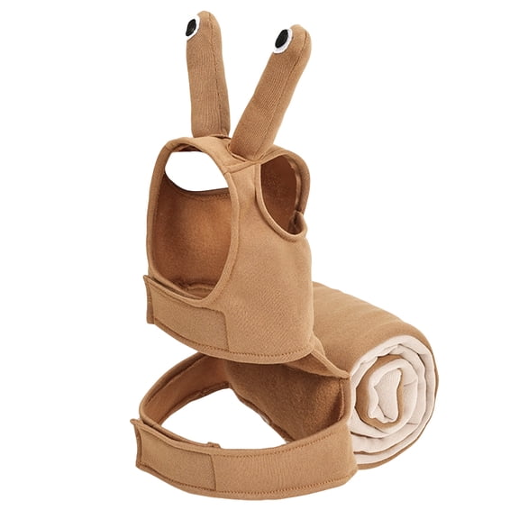 2026 Halloween Pet Snail Costume, One-Piece Hooded Plush Snail Tentacles & Rolled Shell Harness Vest Apparel Outfit for Cats Small Medium Dogs Cosplay Party Brown M