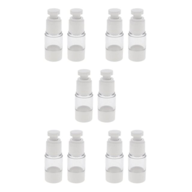 Justharion 2x Sterile Airless Pump Bottle Refillable Toner/Lotion/ Container white 15ml 5Set