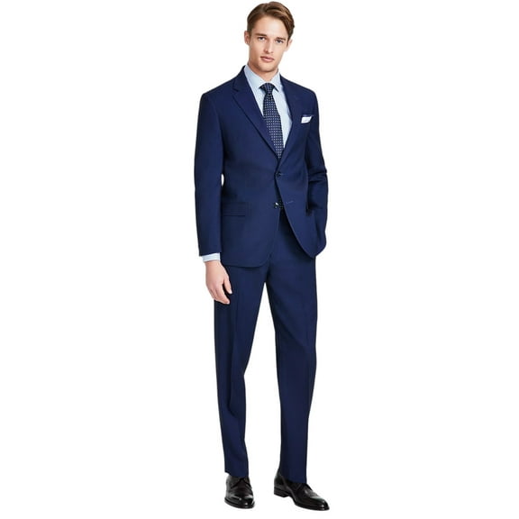 Nautica Mens Modern fit 2 Piece Suit 52 R / 47 Waist Navy Blue Birdseye Stretch