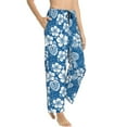 thumbnail image 2 of Uemuo Leaves And Flowers Pattern Women's Wide Leg Palazzo Lounge Pants with Pockets Light Weight Loose Comfy Casual Pajama Pants-, 2 of 9