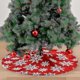 thumbnail image 4 of Falda para árbol de Navidad de doble capa con diseño de copos de nieve de cachemira y jacquard, decoración navideña, 78 cm, color rojo, 4 of 5