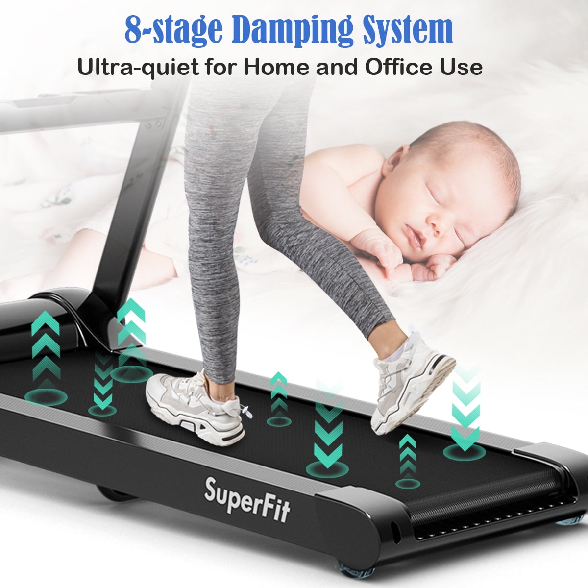 Goplus 2.25HP Folding Treadmill Running Machine LED Touch Display