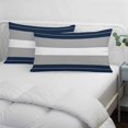 thumbnail image 4 of Navy Blue Grey Stripe Throw Pillow Cover, Pillowcase Protectors with Zipper, Breathable Decorative Lumbar Pillow Case Cover, Modern Art Horizontal Striped Pillow Shams for Couch Sofa 12x20Inch, 4 of 8