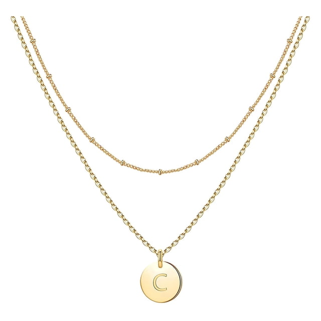 SIfdSeng Collier Lettre Cœur Mode pour Femmes 26 Lettres Chaîne de Cou Circulaire à Double Couche