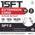 thumbnail image 2 of Iron Forge Cable 2 Pack 15 ft White Extension Cord with 3 Outlets - 16/2 SJTW 2 Prong Indoor Extension Cord with Multiple Outlets, 2 of 6