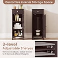 thumbnail image 6 of ZOPan Floor Storage Cabinet, Multifunctional Freestanding Bathroom Storage Cabinet with 2 Adjustable Shelves, Ideal for Bathroom, Living Room, 14 x 12 x 34.5 inches (Brown), 6 of 18