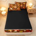 thumbnail image 4 of Homewish Wild Exotic Mushrooms Zipper Twin Comforter Sets with Fitted Sheet and 2 Pillowcases,Cartoon Squirrel Animals Zipper Bedding Set,Brown,Black Reversible,4pcs, 4 of 8