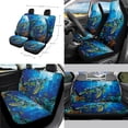 thumbnail image 2 of Renewold Gothic Sea Turtle Blue 14 PCS Car Seat Cover Set, with Steering Wheel Seat Belt Rear View Mirror Handbrake Cover Set Waste Bin Center Console Pad Coasters Auto Decoration, 2 of 7