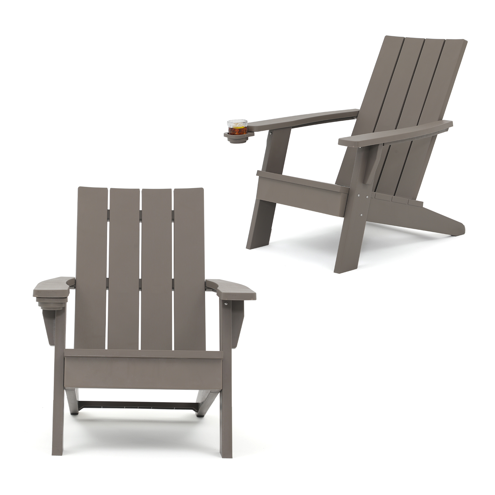 COBANA Adirondack Chair Set of 2, Patio Resin Chairs with Cup Holder for Outdoor, Indoor