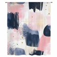 thumbnail image 2 of Navy Blue Pink Art Sheer Curtains 45 Inches Long, Abstract Contemporary Luxury Light Filering Curtains, Breathable Simi Curtain Privacy Drapes for Kitchen Bathroom Lightweight Small Window Treatment, 2 of 9