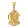thumbnail image 1 of Solid 14k Yellow Gold 2-D AVALON Under Conch Shell Charm Souvenir Pendant - 26mm x 14mm, 1 of 3