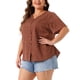 thumbnail image 4 of Blusas de mujer de tallas grandes Agnes Orinda, camisas de botones florales, tops de cuello en V, blusas de manga con volantes, top casual 3X rojo, 4 of 6