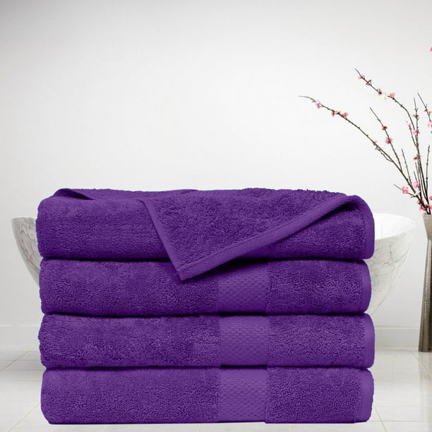 Addy Home Grand Ensemble 4 PC Combed Cotton Bath Towel Set, Royal