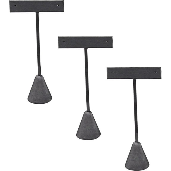 888 Display USA - 3 Steel Grey Faux Leather Earring T Stand Showcase Displays 5.75" 3 Pack, Steel Grey Leatherette