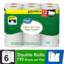 Great Value Ultra Strong Paper Towels, 6 Double Rolls