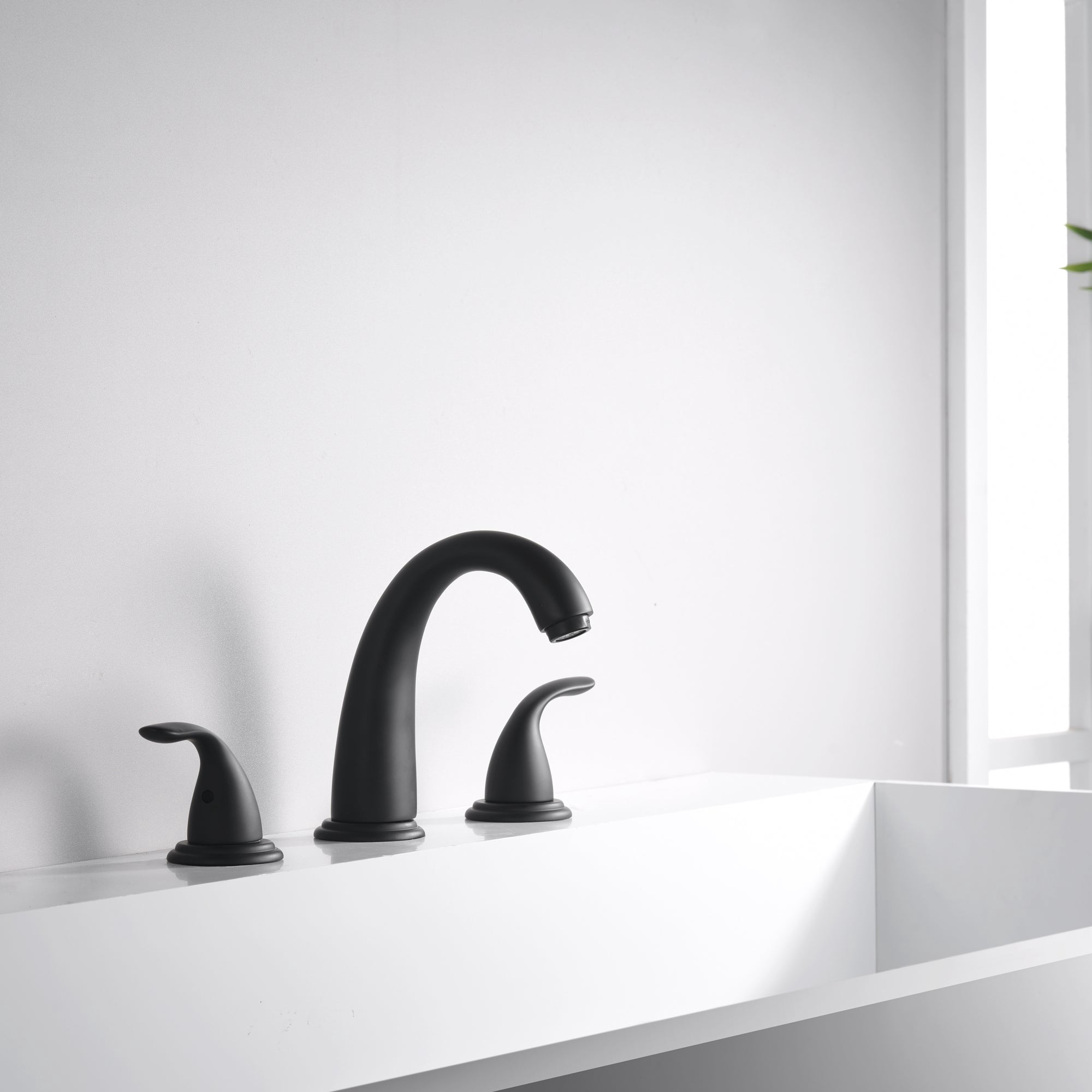 Two Handle Matte Black Roman Tub Faucet with Valve, High Flow 3 Hole Deck Mount Bathtub Faucet
