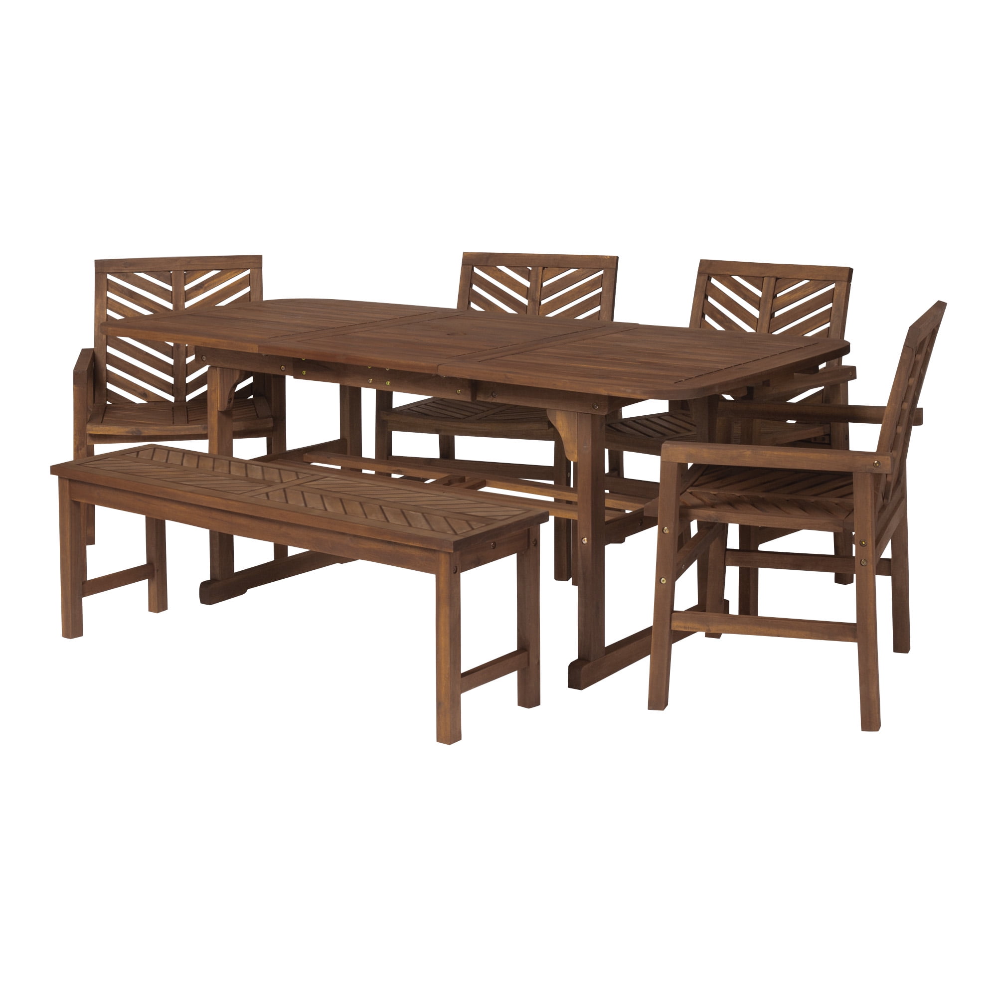 Walker Edison 6-Piece Extendable Outdoor Patio Dining Set - Dark Brown
