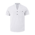 thumbnail image 3 of CUSTG Men Tshirts Summer Linen T Shirt Loose Casual Workwear Short Sleeve Tops Classic Solid Color T-Shirts, 3 of 8