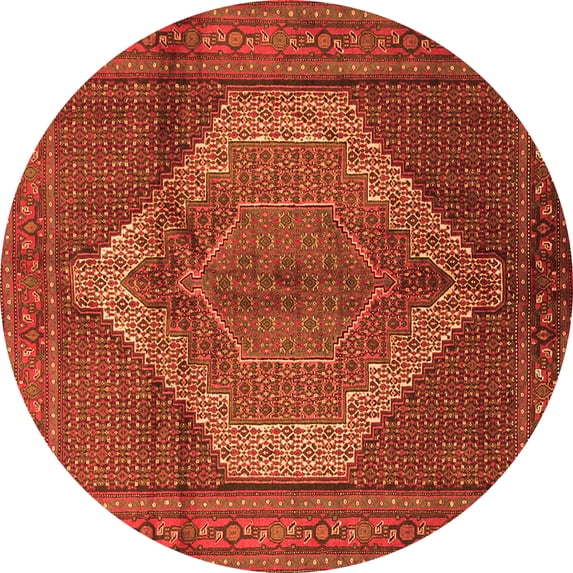 Ahgly Company Indoor Round Medallion Orange Traditional Area Rugs, 6' Round