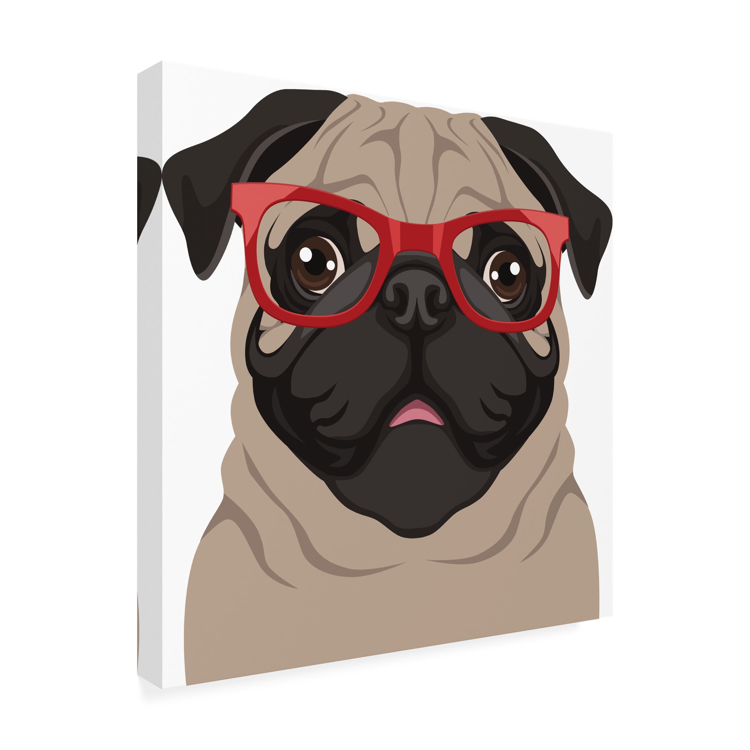 Furbaby Affiliates 'Pug Wearing Hipster Glasses 6' Canvas Art