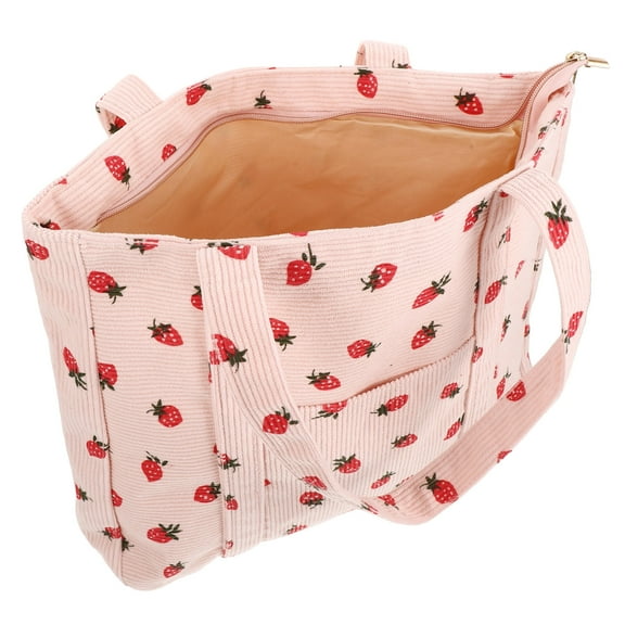 OATIPHO Reusable Pink Strawberry Tote Bag Large Capacity Shoulder Bag