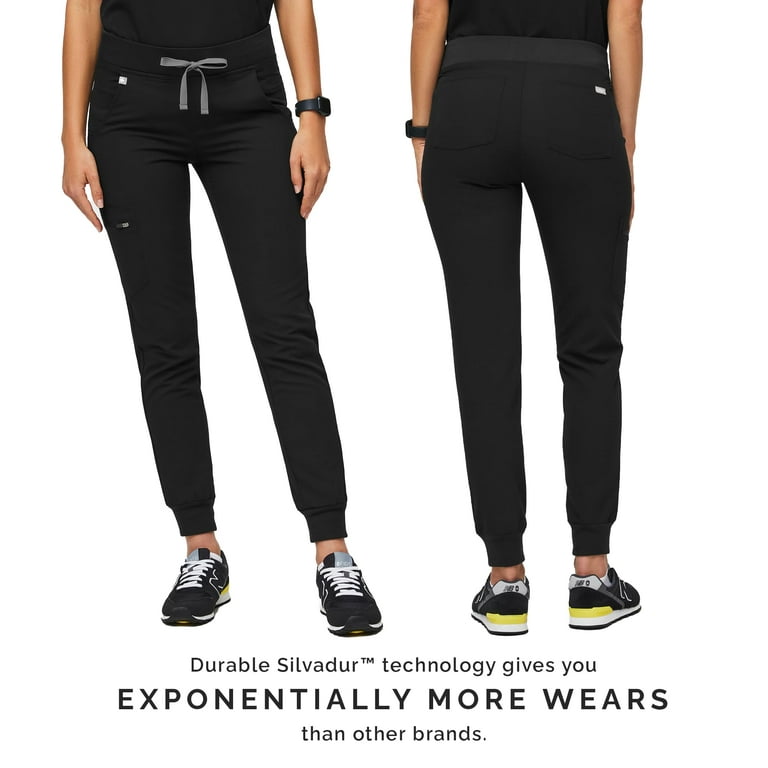 FIGS Zamora Jogger Style Scrub Pants for Women - Black, X-Small Tall