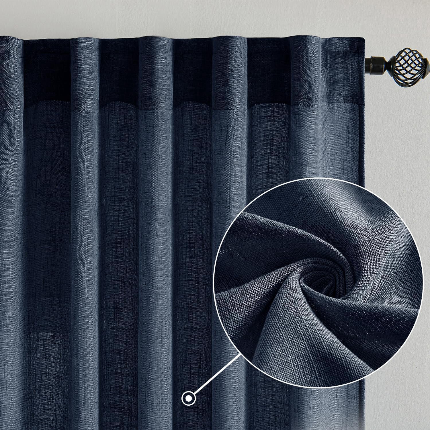 Linen Curtains 84 Inch Length 2 Panels for Bedroom Living Room, Soft Thick Linen Textured Back Tab Window Drapes Semi Sheer Light Filtering Rod Pocket Modern Farmhouse Decor