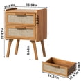 thumbnail image 3 of Rattan Nightstand, Boho End Table with 2 Drawers Bedroom Bedside Side Tables Brown Night Stand for Living Room, Bedroom, Dorm Room Essentials, 3 of 8