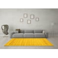 thumbnail image 3 of Ahgly Company Machine Washable Indoor Round Abstract Yellow Contemporary Area Rugs, 8' Round, 3 of 4