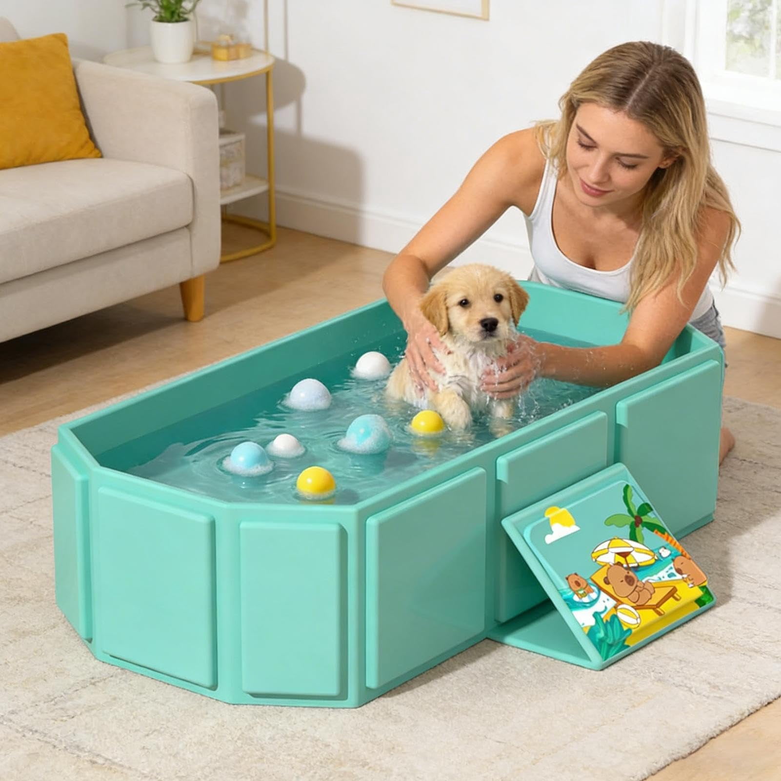 KANOHENO Collapsible Kid Bathtub for Newborn to Toddler,Children's Foldable Bathtub,Portable Shower Tray,Large Spacious Design For Family Use and Easy Storage