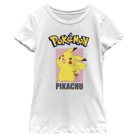 Girl's Pokemon Pikachu Portrait Graphic Tee White Medium