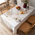 thumbnail image 2 of Table Cloth Embroidery Floral Pattern Wrinkle Free Heavy Weight Cotton Linen Farmhouse Tablecloth Decorative Fabric Tassel Table Cover for Outdoor and Indoor Use (Rectangle,140*200cm), 2 of 5