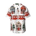 thumbnail image 4 of Goofa Christmas Houses Printed Men's Casual Short-sleeved Shirt,Lightweight Breathable Button-down,Summer Casual men's top,Versatile Fashion shirt-Large, 4 of 7