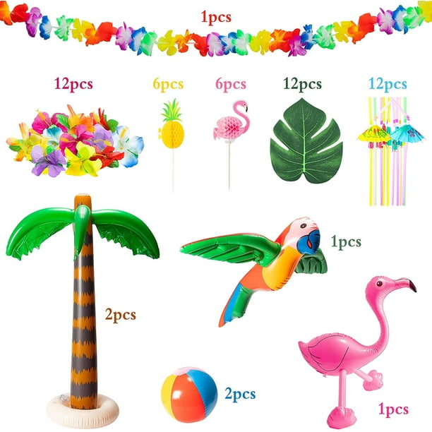 Lot de 55 jouets de fête hawaïenne comprenant 6 pcs palmier