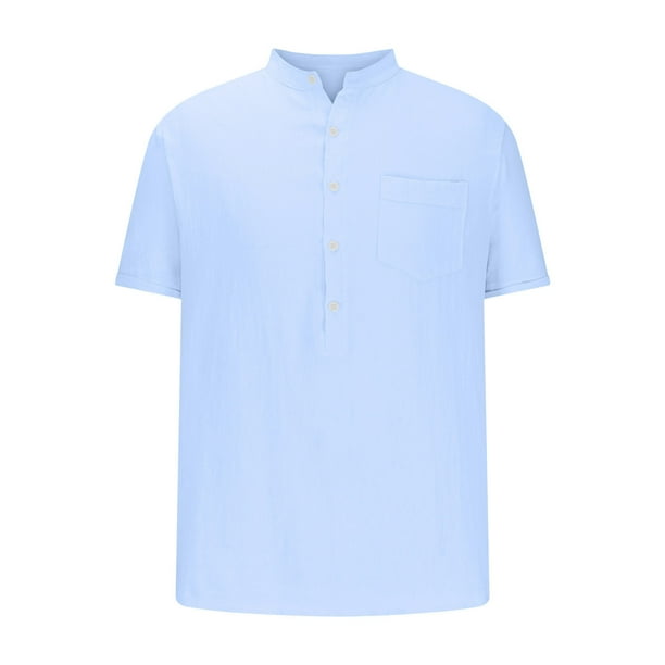 Camisas de Manga Larga para Hombres Casual Botón de Color Sólido Abajo, Blusa de Cuello Turndown, Moda de Algodón de Poliéster
