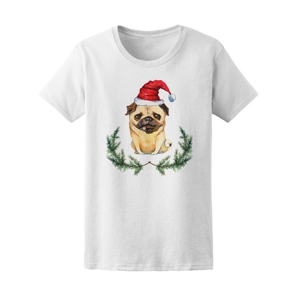 Pug In Santa Hat Tee Men's -Image by Shutterstock
